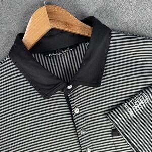 Travis Mathew Polo Shirt XL Grey Stripe TPC Scottsdale Embroidered Luxury Golf